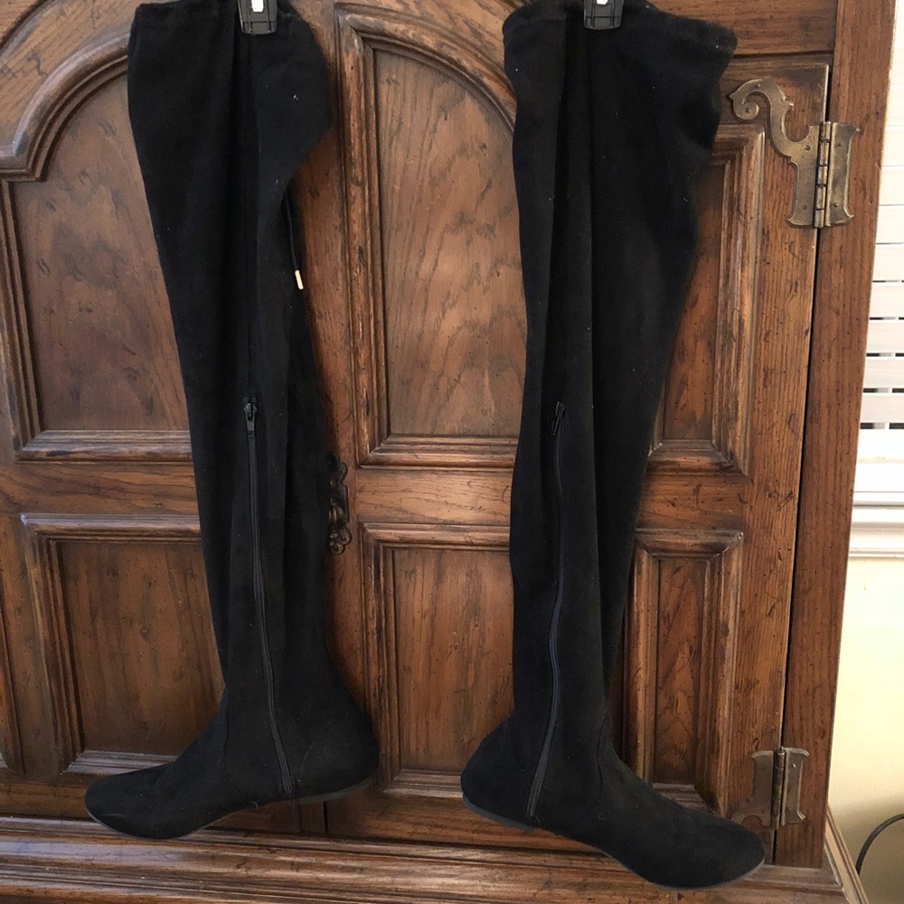 Black suede over the knee boots